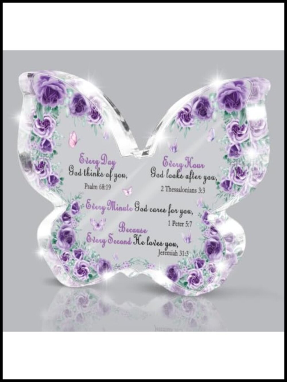 Butterfly Acrylic Sign Scripture Desk Decor Inspirational Bible Verse Plaque